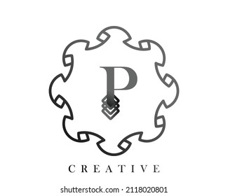 Luxury logo template design with a combination of squares in the alphabet P, perfect for the sign of your brand.