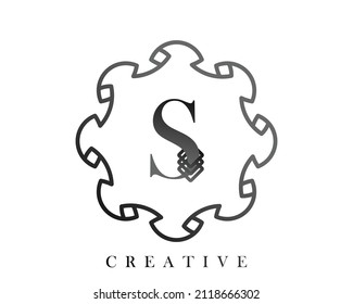 Diseño de una plantilla de logotipo de lujo con una combinación de cuadrados en el alfabeto S, perfecto para el signo de su marca.