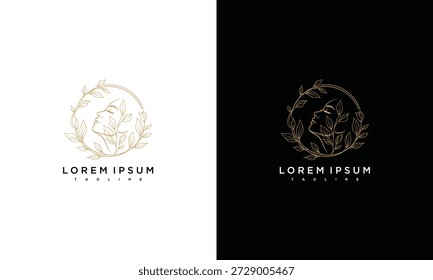 Luxury logo template design with elegant rose emblem and ornate circular frame showcasing refined graphic illustrations