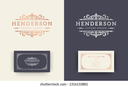 Luxury logo template design vector illustration. Royal monogram crest brand vintage vignette ornaments.