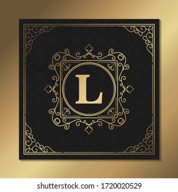 Luxury logo template design vector illustration. Royal monogram crest brand vintage vignette ornaments.