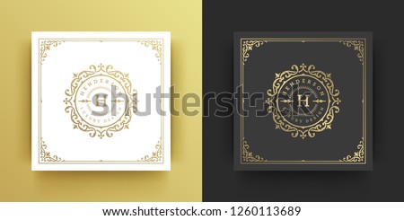 Luxury logo template design vector illustration. Royal monogram crest brand vintage vignette ornaments.