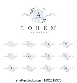 Luxury Logo template elegant ornament lines. Letters A - M. Business sign, identity for Restaurant, Royalty, Boutique, Cafe, Florist, Jewelry, Fashion and other vector illustrations. eps vector 10.