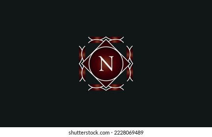 Luxury logo template with elegant ornament and letter N. Emblem logo for restaurants, hotels, bars and boutiques.