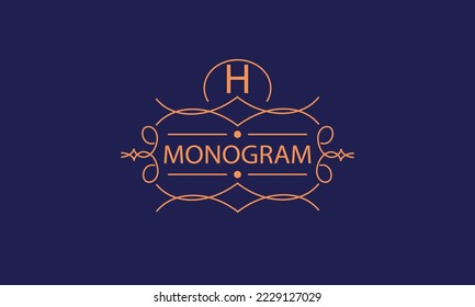 Luxury logo template with elegant ornament and letter H. Business sign, monogram identity for restaurant, boutique, cafe, hotel, heraldic, jewelry, fashion, etc.