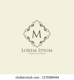 Luxury Logo template flourishes calligraphic elegant ornament emblem. Business sign, identity for Restaurant, Royalty, Boutique, Hotel, Heraldic, Jewelry, Fashion, Cafe. Vector illustration