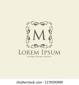 Luxury Logo template flourishes calligraphic elegant ornament emblem. Business sign, identity for Restaurant, Royalty, Boutique, Hotel, Heraldic, Jewelry, Fashion, Cafe. Vector illustration