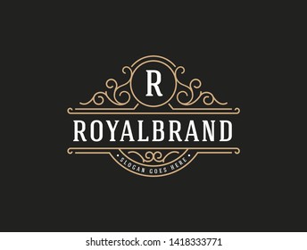 Luxury Logo template flourishes calligraphic elegant ornament lines. identity for Restaurant, Royalty, Boutique, Cafe, Hotel, Heraldic, Jewelry, Fashion and other vector illustration - Vector