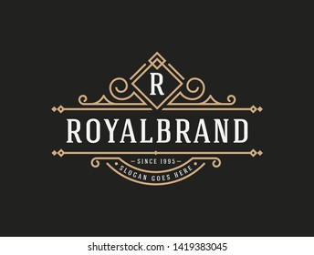 Luxury Logo template flourishes calligraphic elegant ornament lines. identity for Restaurant, Royalty, Boutique, Cafe, Hotel, Heraldic, Jewelry, Fashion and other vector illustration - Vector