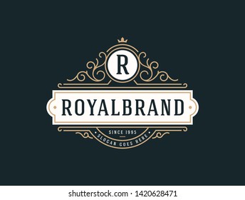 Luxury Logo template flourishes calligraphic elegant ornament lines. identity for Restaurant, Royalty, Boutique, Cafe, Hotel, Heraldic, Jewelry, Fashion and other vector illustration - Vector