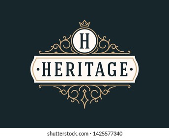 Luxury Logo template flourishes calligraphic elegant ornament lines. identity for Restaurant, Royalty, Boutique, Cafe, Hotel, Heraldic, Jewelry, Fashion and other vector illustration - Vector