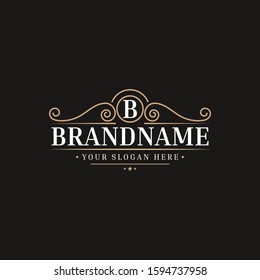 Luxury Logo template flourishes calligraphic elegant ornament lines. identity for Restaurant, Royalty, Boutique, Cafe, Hotel, Heraldic, Jewelry, Fashion and other vector illustration - Vector