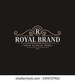 Luxury Logo template flourishes calligraphic elegant ornament lines. identity for Restaurant, Royalty, Boutique, Cafe, Hotel, Heraldic, Jewelry, Fashion and other vector illustration - Vector