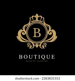 Luxury Logo template flourishes calligraphic elegant ornament lines. identity for Restaurant, Royalty, Boutique, Cafe, Hotel, Heraldic, Jewelry, Fashion and other