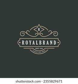 Luxury Logo template flourishes calligraphic elegant ornament lines. identity for Restaurant, Royalty, Boutique, Cafe, Hotel, Heraldic, Jewelry, Fashion and other vector illustration - Vector.