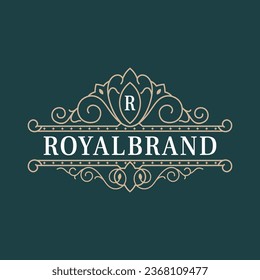 Luxury Logo template flourishes calligraphic elegant ornament lines. identity for Restaurant, Royalty, Boutique, Cafe, Hotel, Heraldic, Jewelry, Fashion and other vector illustration - Vector.