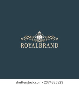 Luxury Logo template flourishes calligraphic elegant ornament lines. identity for Restaurant, Royalty, Boutique, Cafe, Hotel, Heraldic, Jewelry, Fashion and other vector illustration - Vector.