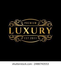 Luxury Logo template flourishes calligraphic elegant ornament lines. identity for Restaurant, Royalty, Boutique, Cafe, Hotel, Heraldic, Jewelry, Fashion and other. vector illustration