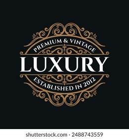 Luxury Logo template flourishes calligraphic elegant ornament lines. Business sign, identity for Restaurant, Royalty, Boutique, Cafe, Hotel, Heraldic, Jewelry, Fashion and other vector illustration