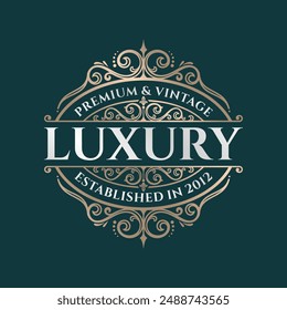 Luxury Logo template flourishes calligraphic elegant ornament lines. Business sign, identity for Restaurant, Royalty, Boutique, Cafe, Hotel, Heraldic, Jewelry, Fashion and other vector illustration