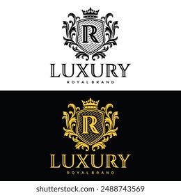 Luxury Logo template flourishes calligraphic elegant ornament lines. Business sign, identity for Restaurant, Royalty, Boutique, Cafe, Hotel, Heraldic, Jewelry, Fashion and other vector illustration