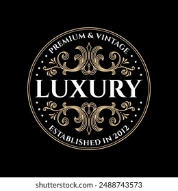 Luxury Logo template flourishes calligraphic elegant ornament lines. identity for Restaurant, Royalty, Boutique, Cafe, Hotel, Heraldic, Jewelry, Fashion and other. vector illustration