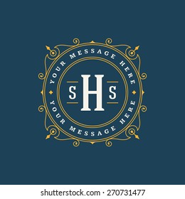 Luxury Logo template flourishes calligraphic elegant ornament lines. Business sign, identity for Restaurant, Royalty, Boutique, Cafe, Hotel, Heraldic, Jewelry, Fashion and other vector illustration