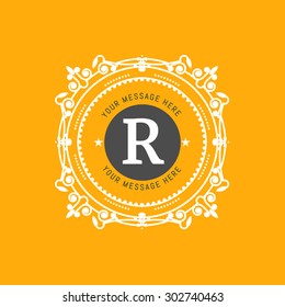 Luxury Logo template flourishes calligraphic elegant ornament lines. Business sign, identity for Restaurant, Cafe, Hotel, Heraldic, Jewelry, Royalty, Boutique,  Fashion 