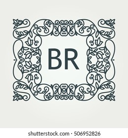 Luxury Logo template. Flourishes calligraphic elegant ornament monogram. Business sign or identity. Vector illustration