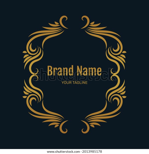 Luxury logo template flourishes calligraphy\
elegant ornament. -\
Vector.