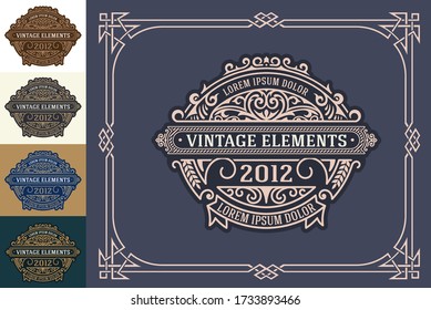 Luxury Logo template flourishes with floral ornaments. Vector illustration