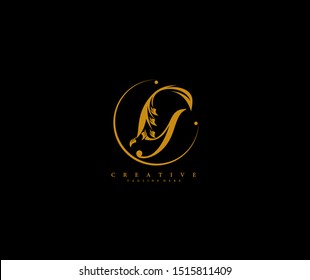 Luxury Logo template flourishes letter G gold color logotype