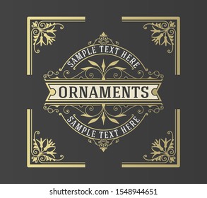 Luxury Logo template flourishes ornament lines. Business identity for Restaurant, Royalty, Boutique, Cafe, Hotel, Heraldic and other. Vector layered