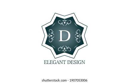 Luxury logo template with the letter D. Graceful monogram for business, restaurant, royalty, boutique, cafe, hotel, heraldry, jewelry, fashion and others