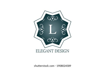 Luxury logo template with the letter L. Graceful monogram for business, restaurant, royalty, boutique, cafe, hotel, heraldry, jewelry, fashion and others
