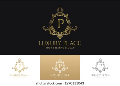 Luxury Logo Template Luxurious Golden Monogram Stock Vector (Royalty ...