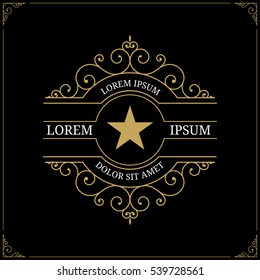 Luxury logo template. Restaurant, boutique, cafe, hotel, jewelry, heraldic identity. Vector illustration
