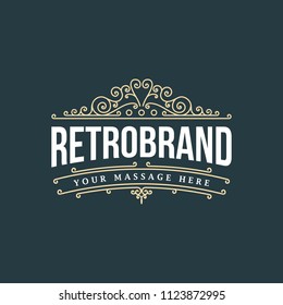 Luxury logo template vector golden vintage flourishes ornament. Good for royal crest, boutique brand, wedding shop, hotel sign, Fashion and other vector illustration