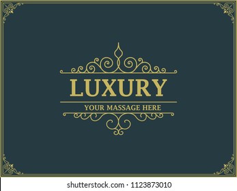 Luxury logo template vector golden vintage flourishes ornament. Good for royal crest, boutique brand, wedding shop, hotel sign, Fashion and other vector illustration