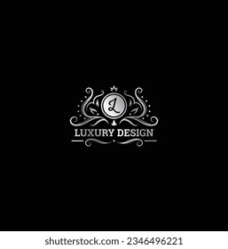 Luxury logo template vector object for logotype or badge Design. Trendy vintage royal style illustration, good for fashion boutique, alcohol or hotel brand.
