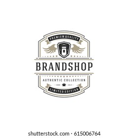 Luxury logo template vector object for logotype or badge Design. Trendy vintage royal style illustration, good for fashion boutique, alcohol or hotel brand.