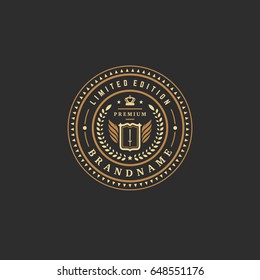 Luxury logo template vector object for logotype or badge Design. Trendy vintage royal style illustration, good for fashion boutique, alcohol or hotel brand.