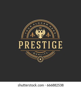 Luxury logo template vector object for logotype or badge Design. Trendy vintage royal style illustration, good for fashion boutique, alcohol or hotel brand.
