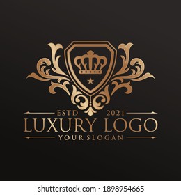 Plantilla de logotipo de lujo en vectores para restaurante, realeza, Boutique, Cafe, Hotel, Heraldic, Joyería, Moda y otras ilustraciones vectoriales
