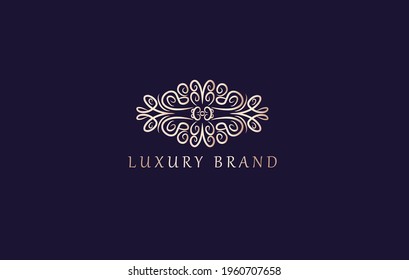 Plantilla con logotipo de lujo en vectores para restaurante, Royalty, Boutique, Cafe, Hotel, Heraldic, Joyería.