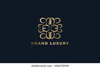 Plantilla con logotipo de lujo en vectores para restaurante, Royalty, Boutique, Cafe, Hotel, Heraldic, Joyería.
