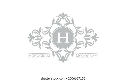 Luxury logo template in vector for restaurant, royalty, boutique, cafe, hotel, heraldry, jewelry, fashion with exquisite letter H.