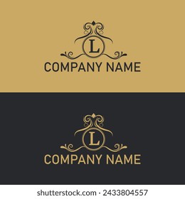 Plantilla de logotipo de lujo en vector para restaurante, realeza, boutique, café, hotel, heráldica, joyería, moda y otra ilustración vectorial