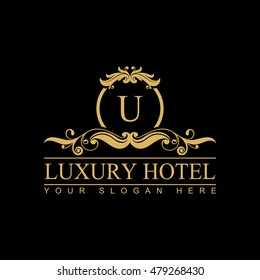 Plantilla de lujo del logotipo en el Vector para el restaurante, la Regalías, la boutique, el café, el hotel, el heráldico, la joyería, la moda y la otra Ilustración vectorial