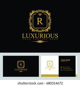 Luxury Logo template in vector for Restaurant, Royalty, Boutique, Cafe, Hotel, Heraldic, Jewelry, Fashion, food business and other vector illustration with visiting card design.